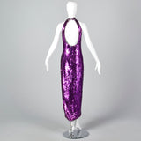 Small 1970s Purple Sequin Dress