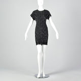 1990s Black Beaded Cocktail Dress