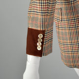 Small Umberto Ginocchietti 1970s Plaid Jacket with Velvet Trim