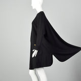Arlette Nastat Black Oversized 1980s Knit Cardigan Dress