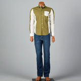 2000s Comme des Garcons Two Tone Green and White Button Down Shirt