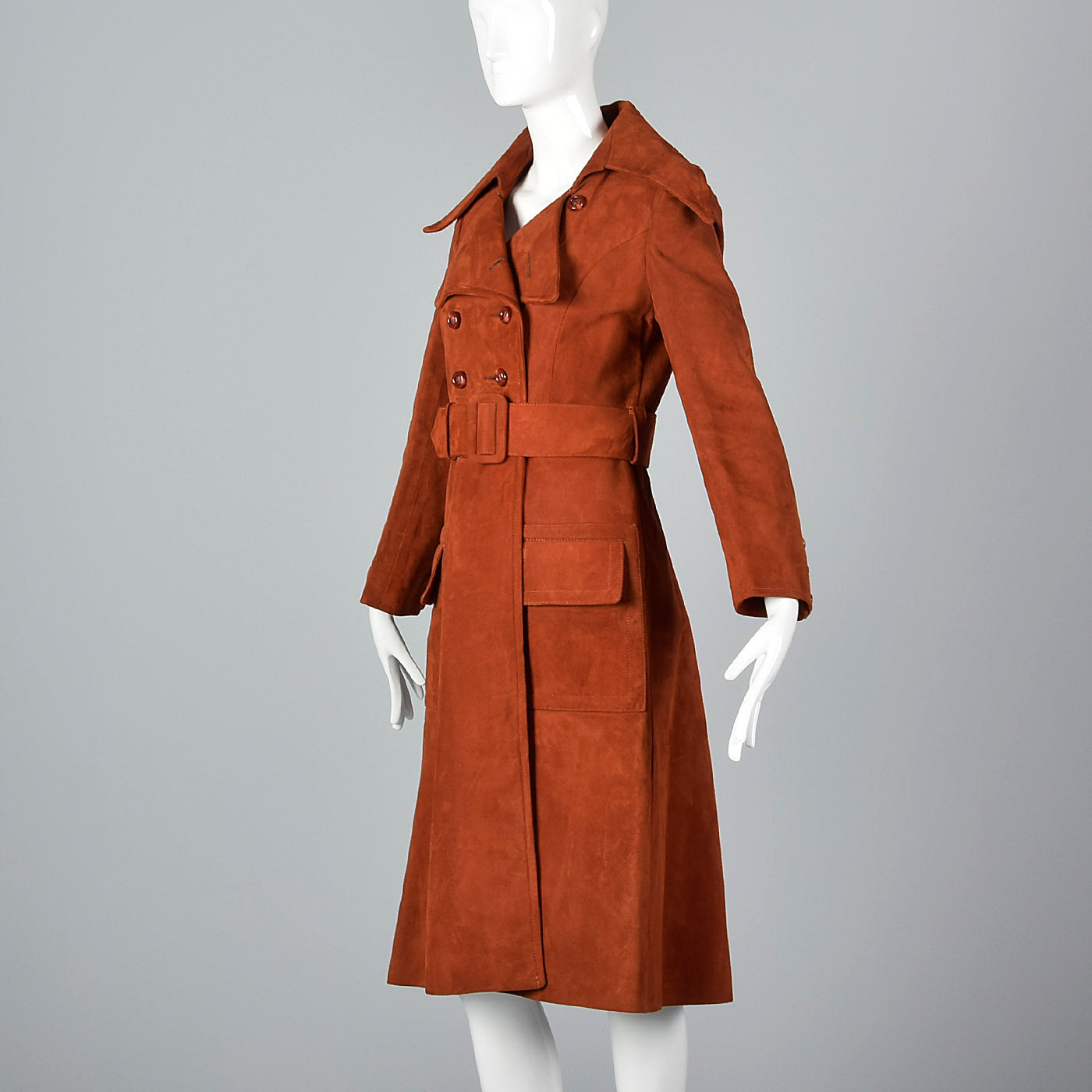 1960s Via Veneto Couture Boutique Suede Leather Trench Coat