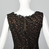 1960s Bronze Lurex Dress with Black Lace Overlay