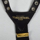 Sonia Rykiel Black Suede Suspenders with Gold Eyelets