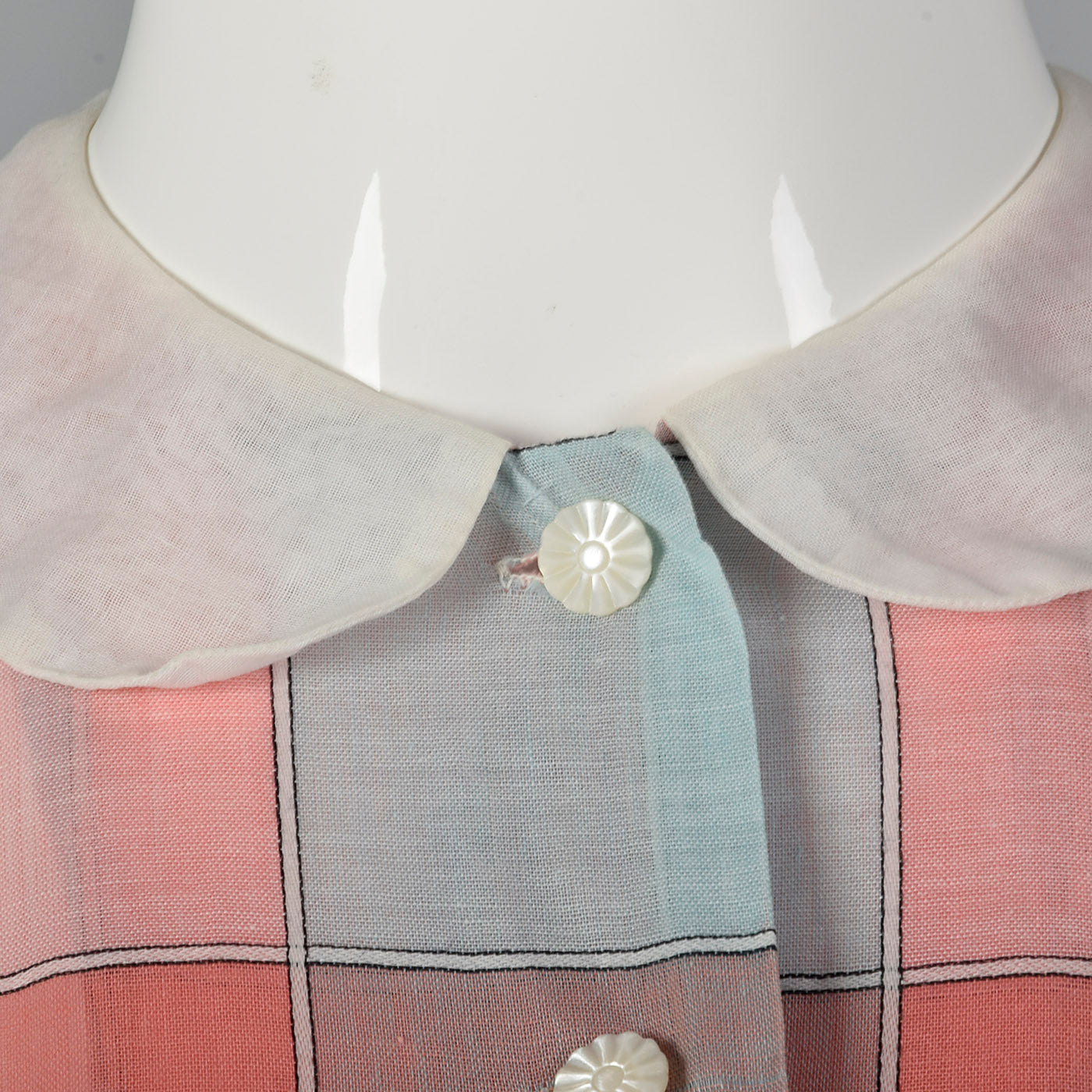 1950s Plaid Day Dress with Peter Pan Collar