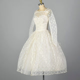 1950s White Lace Wedding Dress