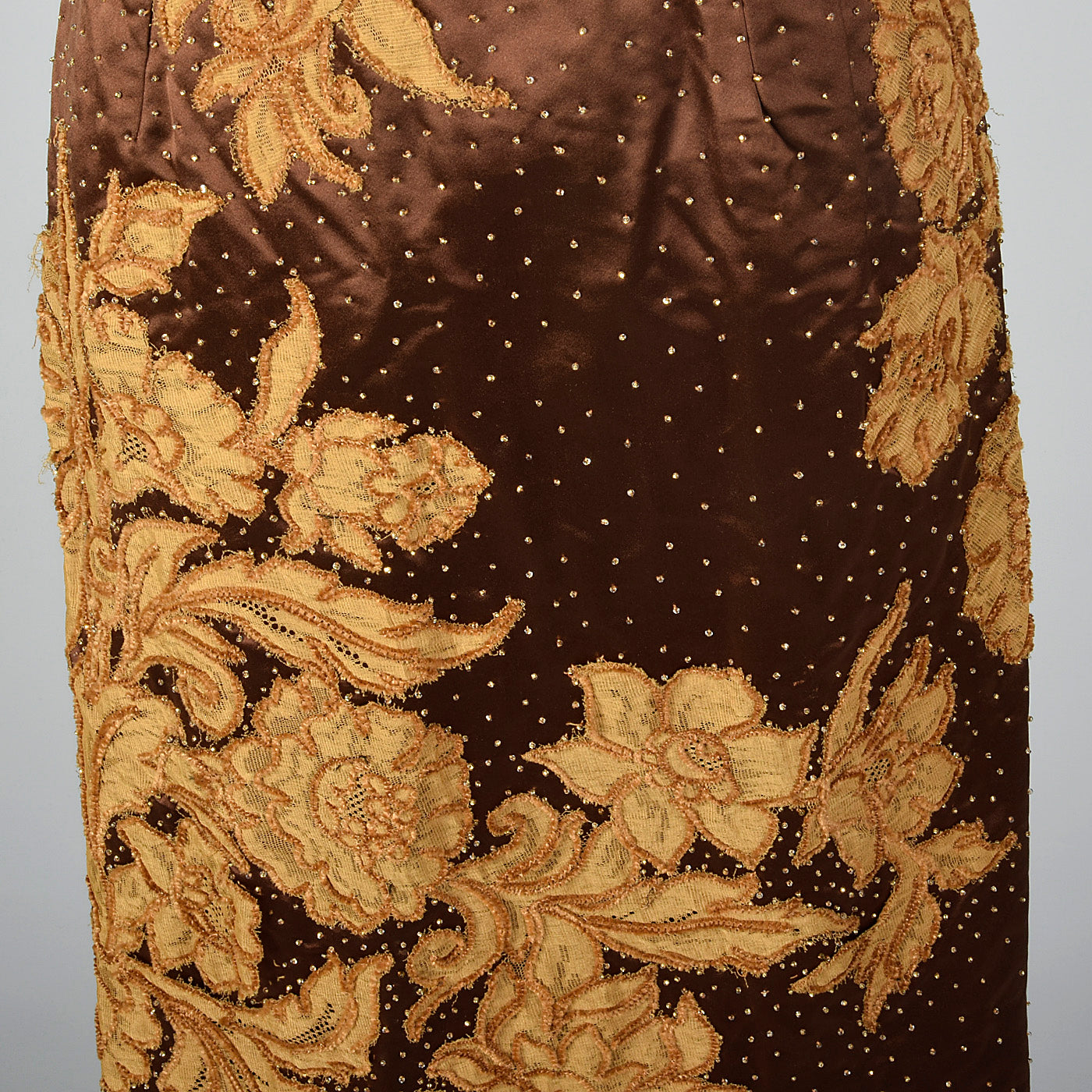 1950s Brown Dress with Lace Applique
