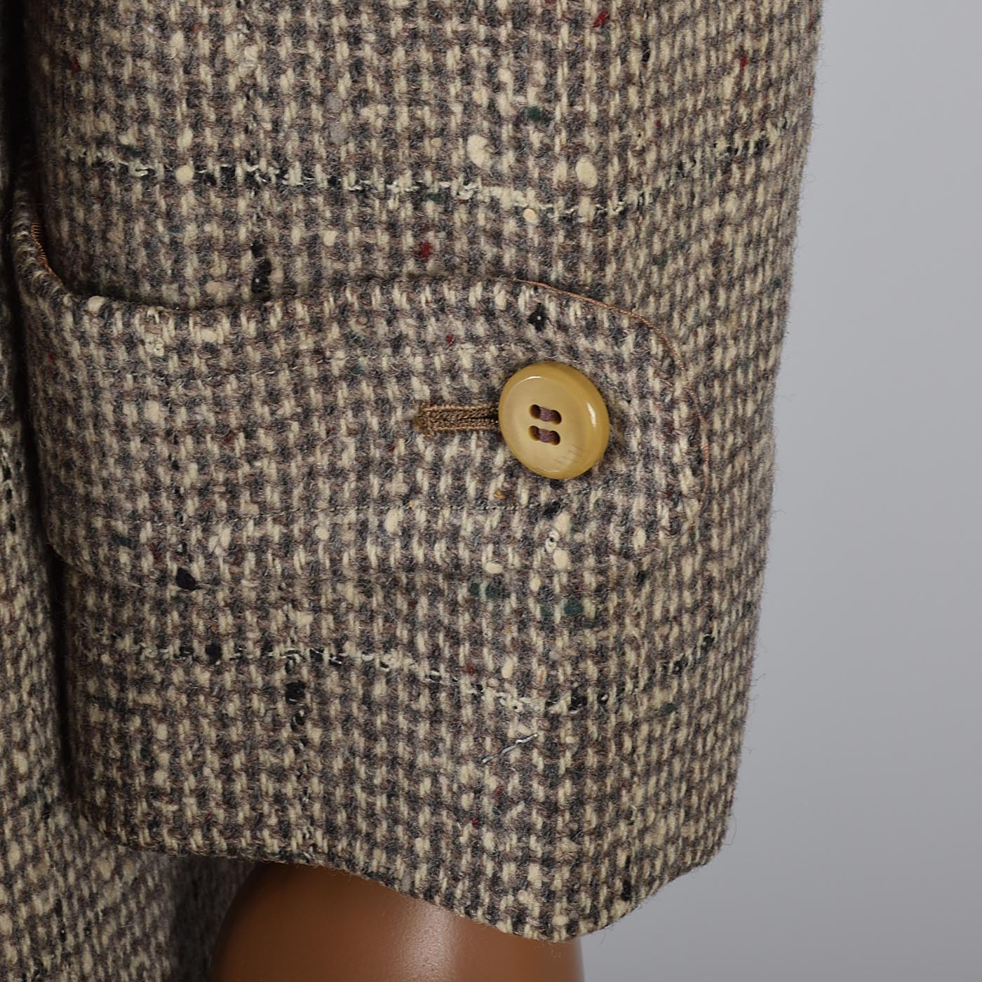 1950s Mens Chunky Wool Tweed Coat with Windowpane Fleck