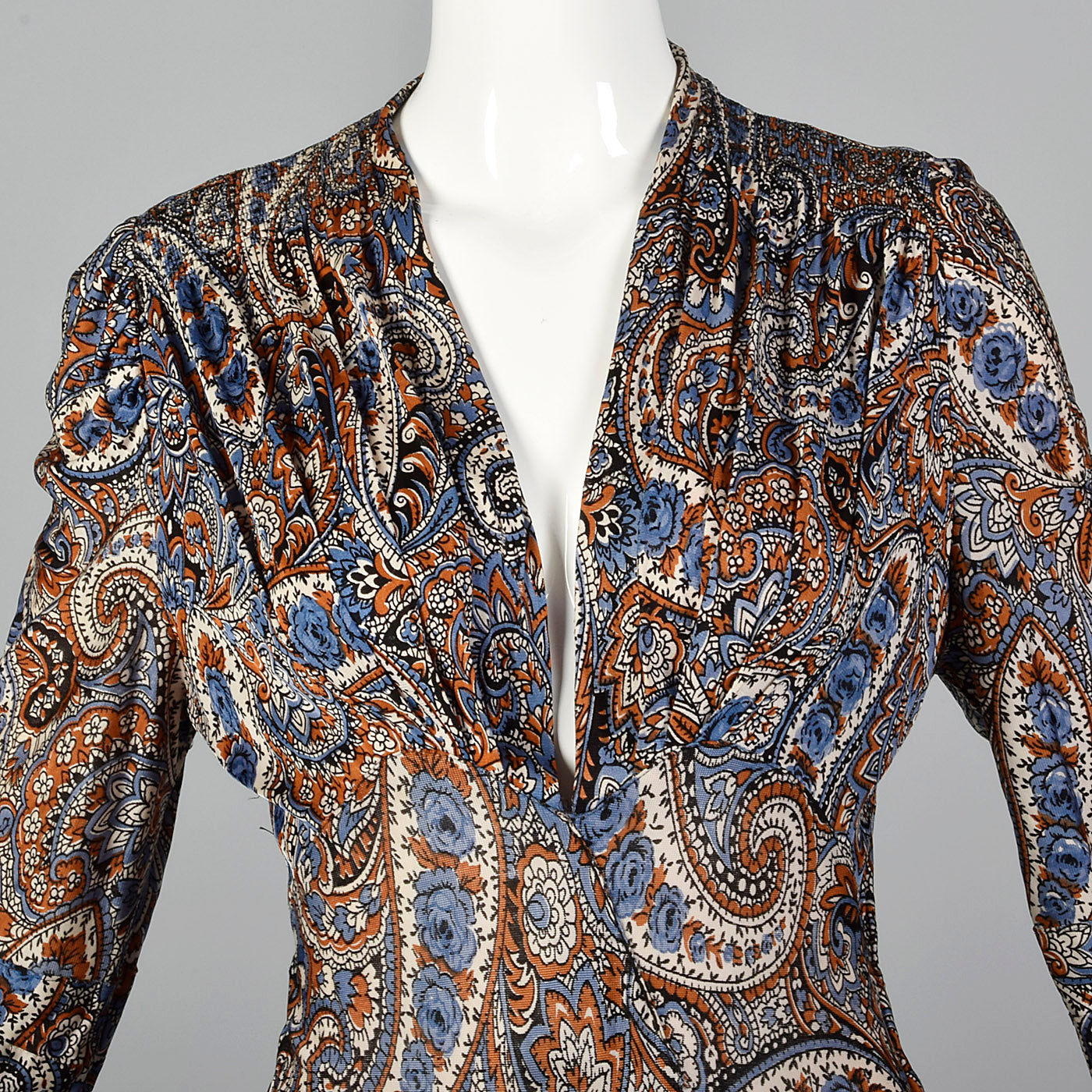 1940s Paisley Print Dress in Jersey Knit