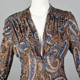 1940s Paisley Print Dress in Jersey Knit