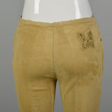 XS 2000s Pants Roberto Cavalli Designer Tan Suede Stretch Leather Lace Up