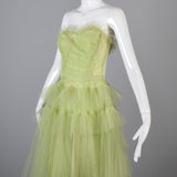 1950s Pale Green Party Dress with Tulle Layers