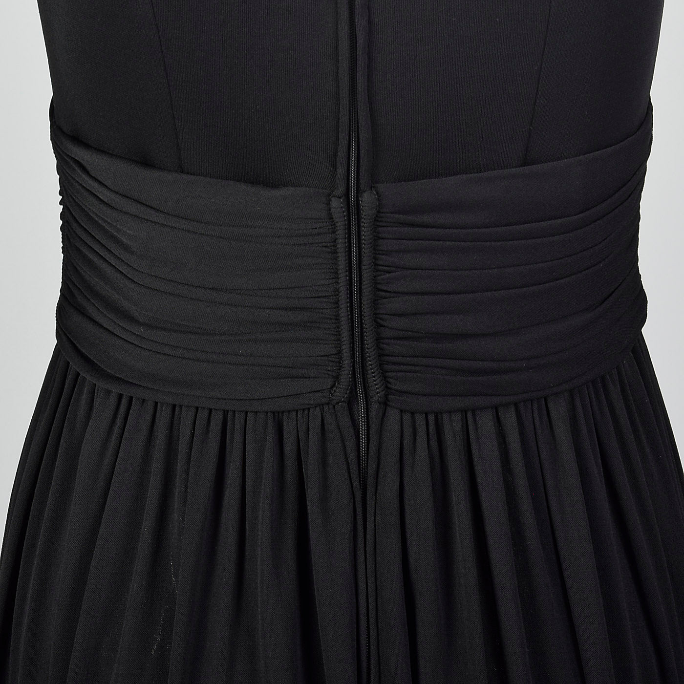 1970s Black Jersey Knit Maxi Dress