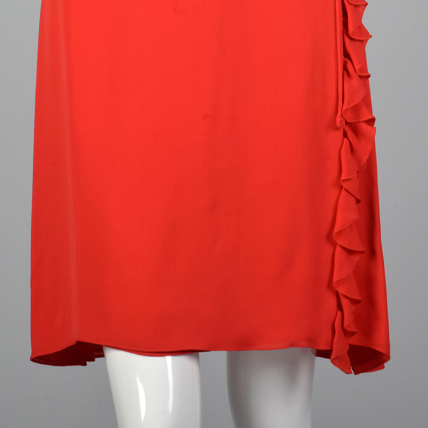 1990s Carolina Herrera Red Silk Dress with Wrap Skirt