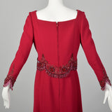 Small 1960s Catherine Scott Winter Formal Red Evening Gown Ensemble Designer Formal High End Silk Lined Hand Finished Set