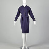XS Guy Laroche 1980s Plumb Purple Skirt Suit