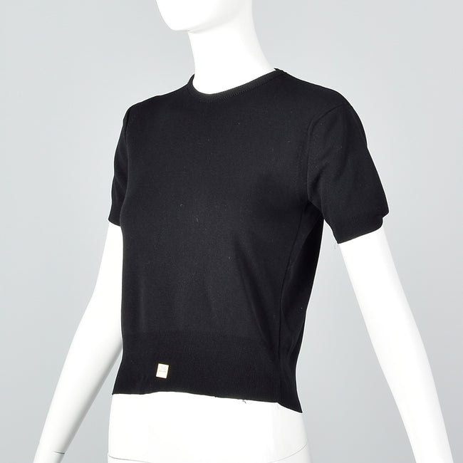 1960s Deadstock Black Nylon Knit Sweater