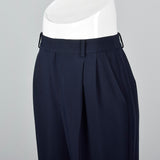 1990s Linda Allard Ellen Tracy Navy Rayon Trousers