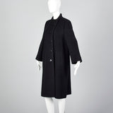 1960s Black Textured Chevron Winter Coat