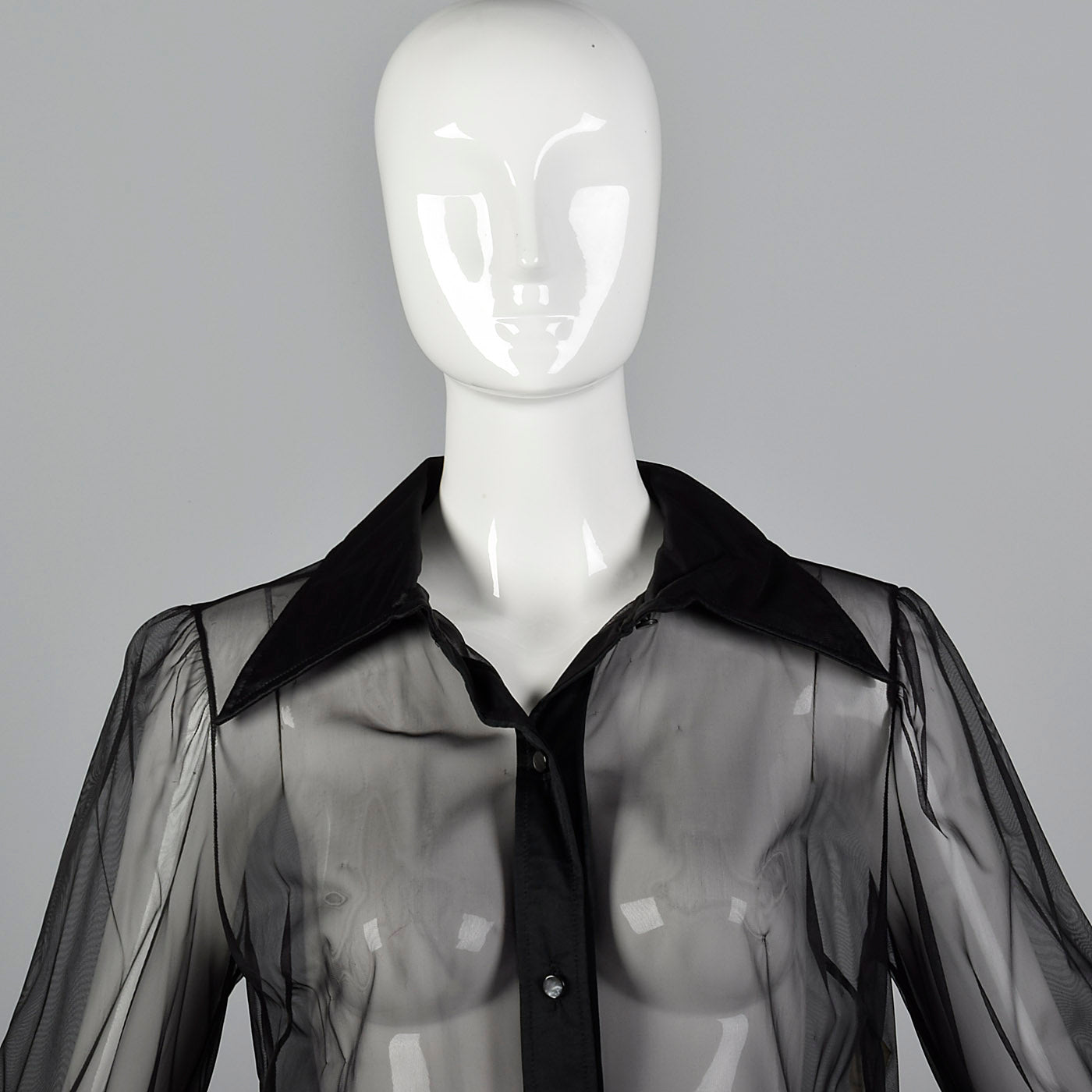 1970s Mary Quant Sheer Black Shirt