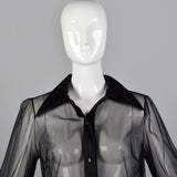 1970s Mary Quant Sheer Black Shirt