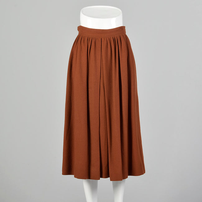 Small Courrèges 1960s Rust Brown Wool Skirt