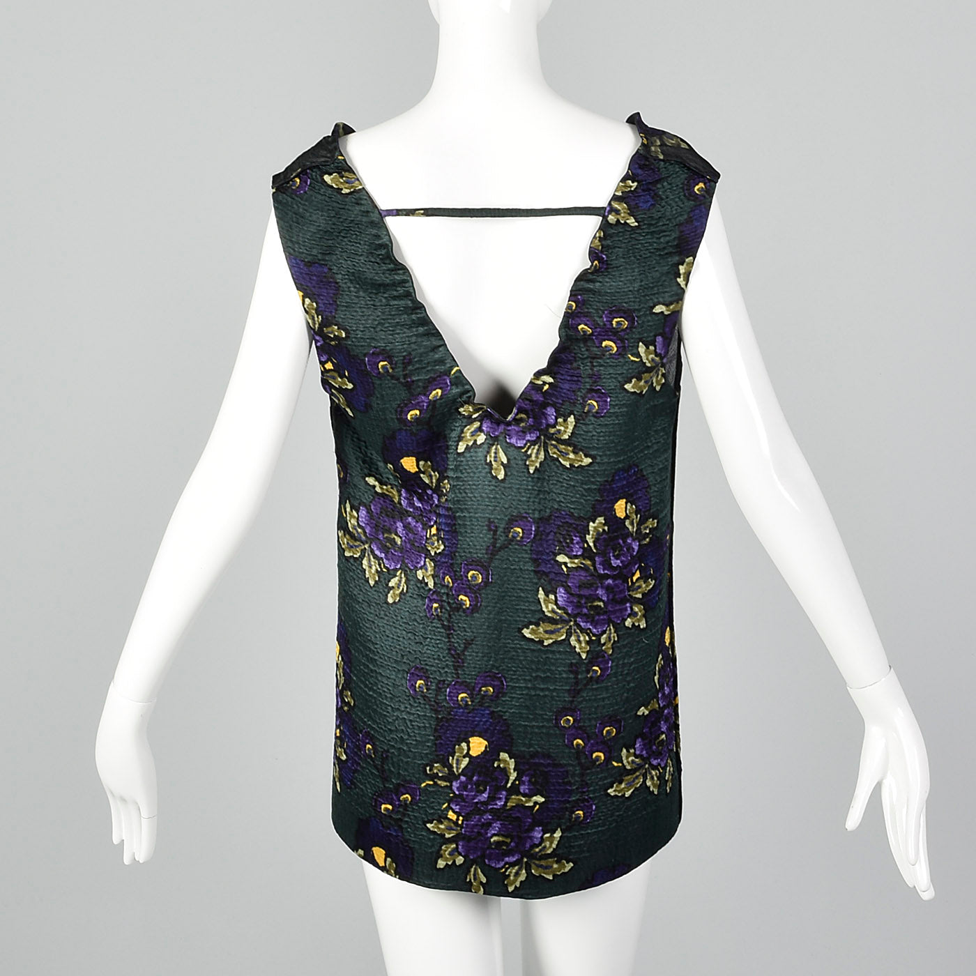 2010s Marni Green Silk and Wool Floral Top