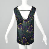 2010s Marni Green Silk and Wool Floral Top