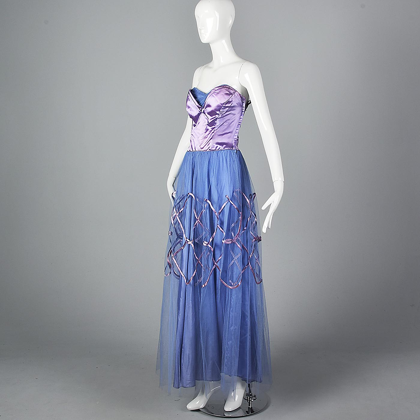 1940s Purple and Blue Tulle Party Dress
