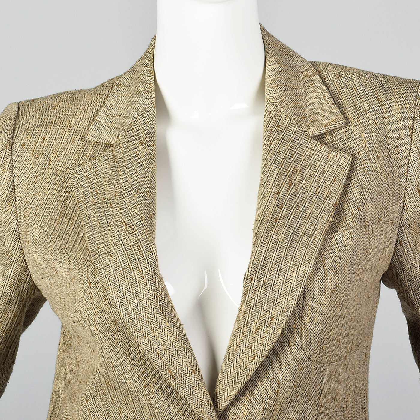 1990s Max Mara Tan Herringbone Two Piece Pant Suit