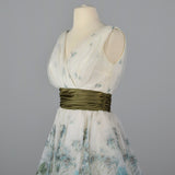 1950s Blue Floral Border Print Dress with Bubble Hem