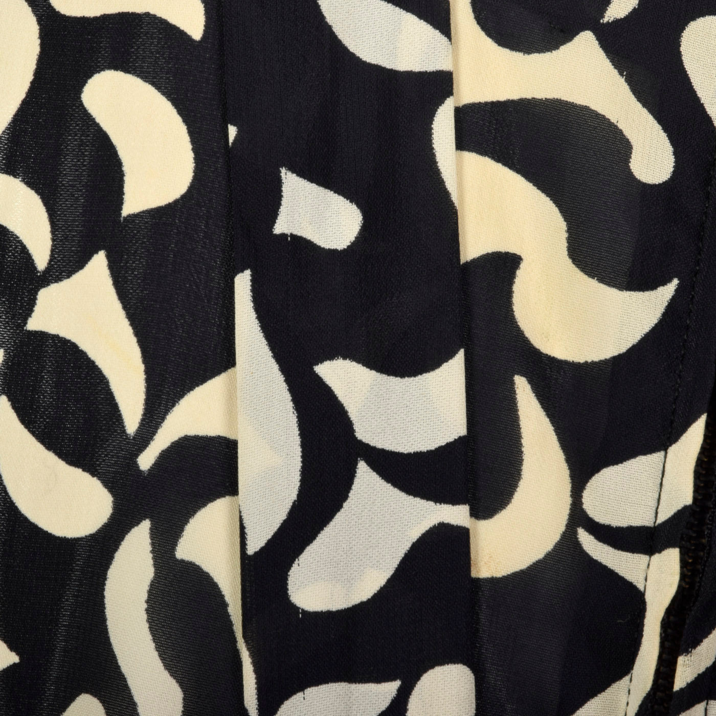 1940s Black and White Print Dress with Sheer Overlay