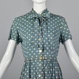 1950s Blue Polka Dot Day Dress
