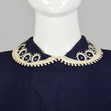 XL 1950s Navy Blue Day Dress