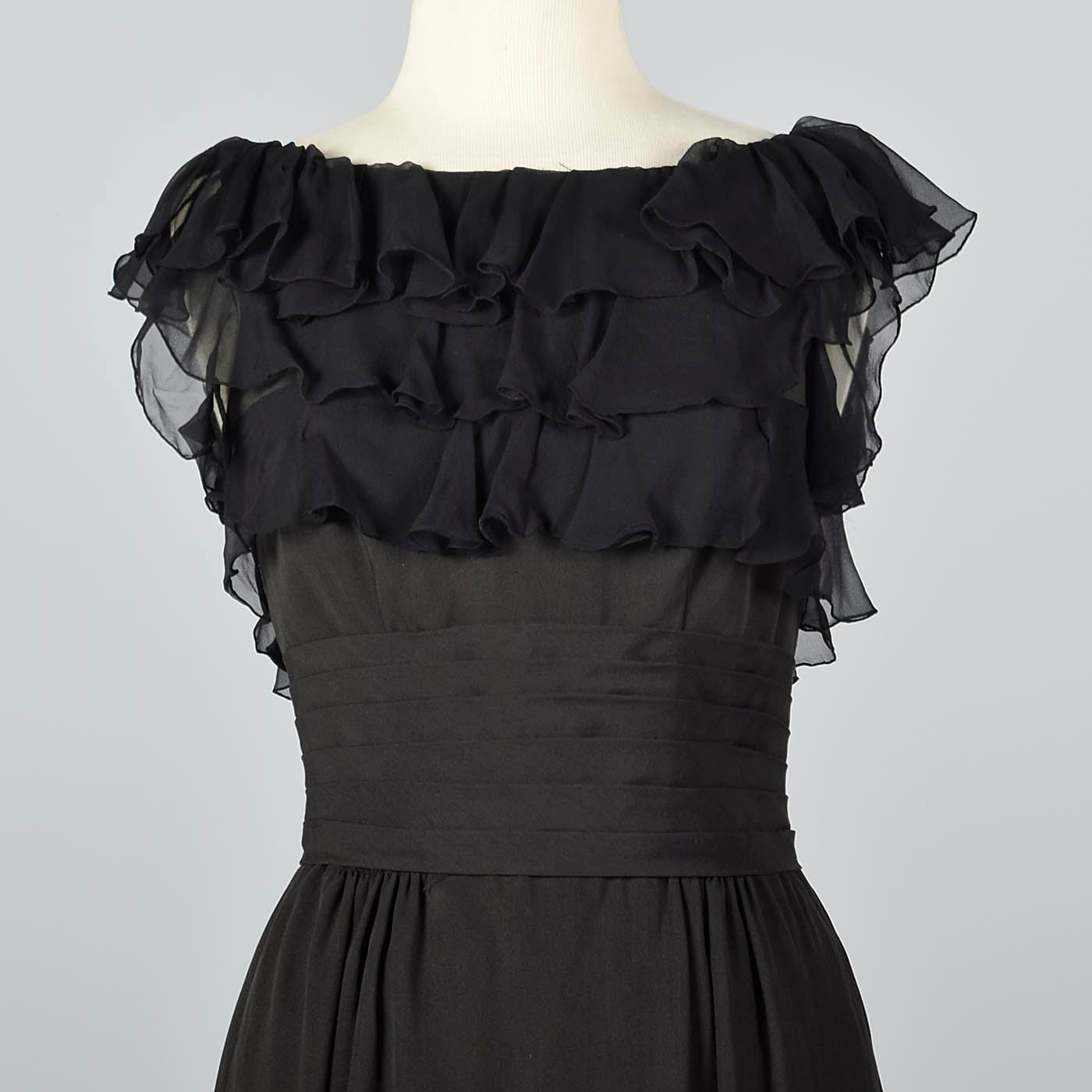 1940s Black Cocktail Dress with Chiffon Bust