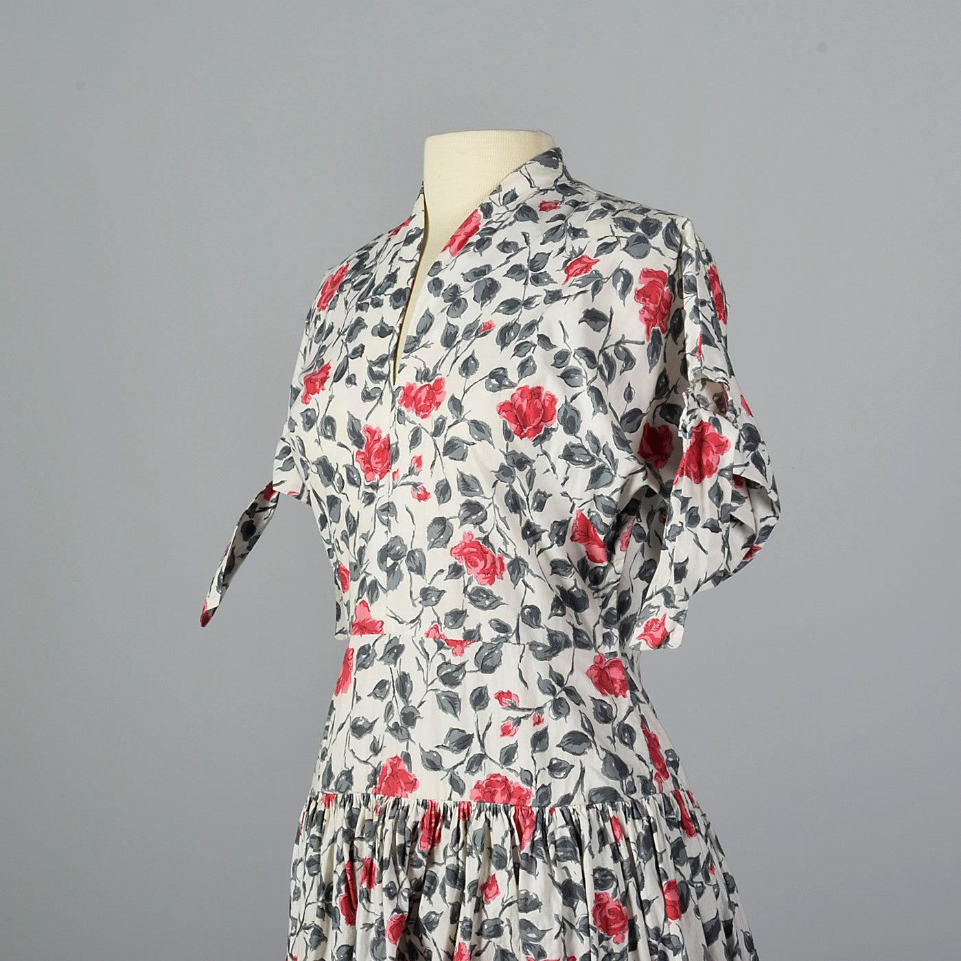 1950s Floral Print Dress with Drop Waist