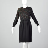 1980s Black Beaded Sweater Dress