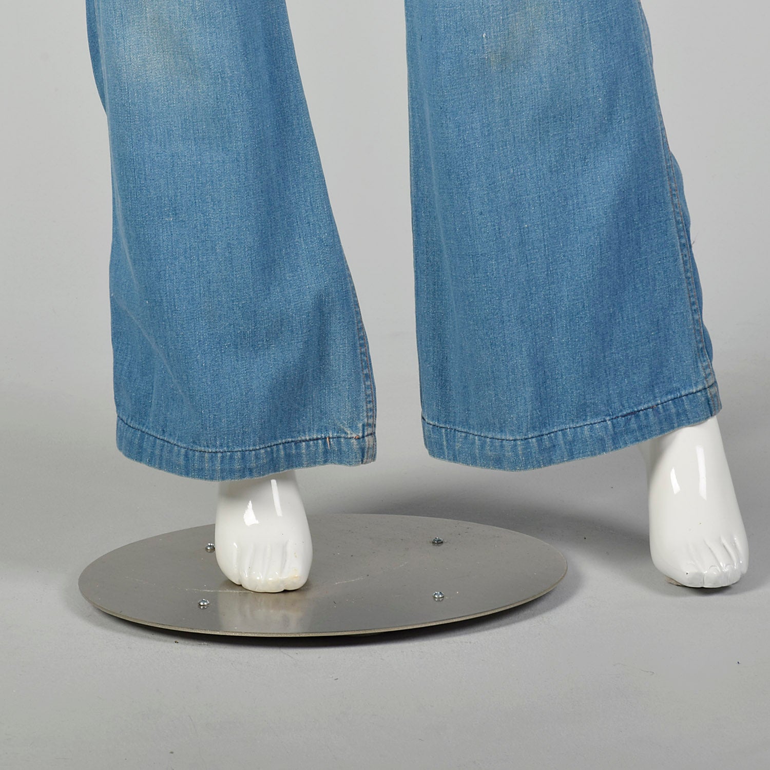 Small 1970s Denim Jumpsuit Long Sleeve Bell Bottoms