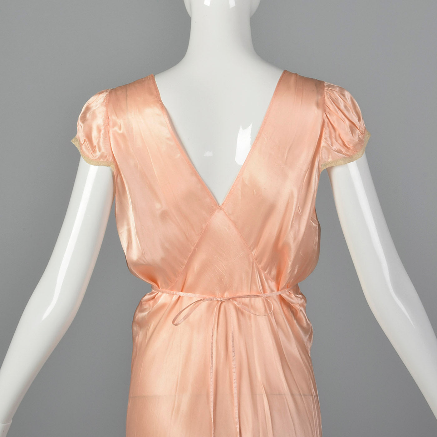 1930s Pink Satin Nightgown with Keyhole Bust