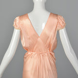 1930s Pink Satin Nightgown with Keyhole Bust