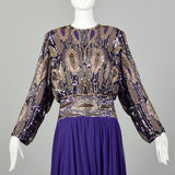 Jack Bryan Purple Formal Dress Long Sleeve Beaded Evening Gown