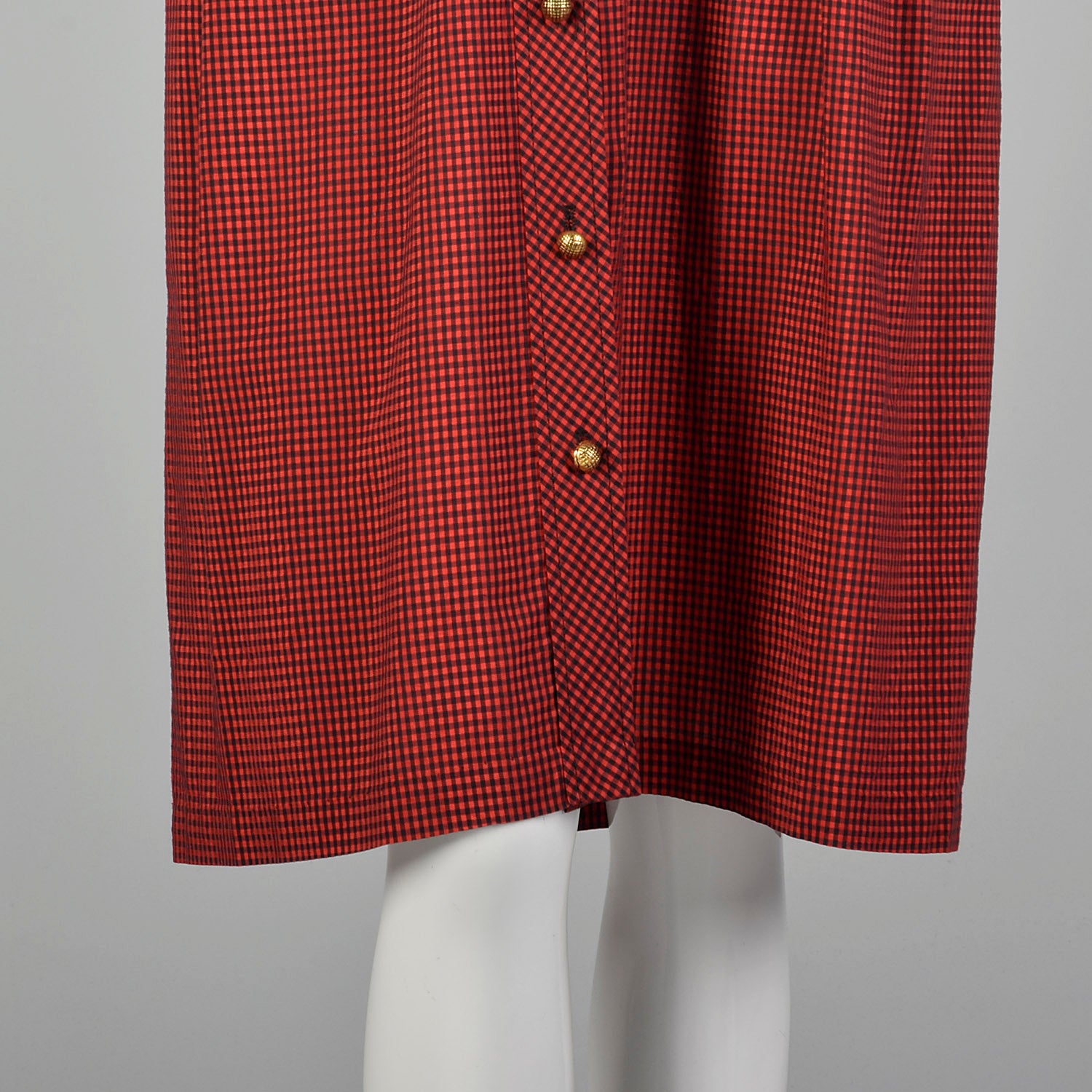 XL 1950s Red and Black Gingham Day Dress