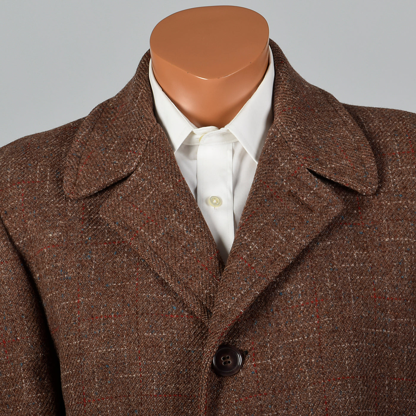 1950s Men's Brown Atomic Fleck Wool Overcoat