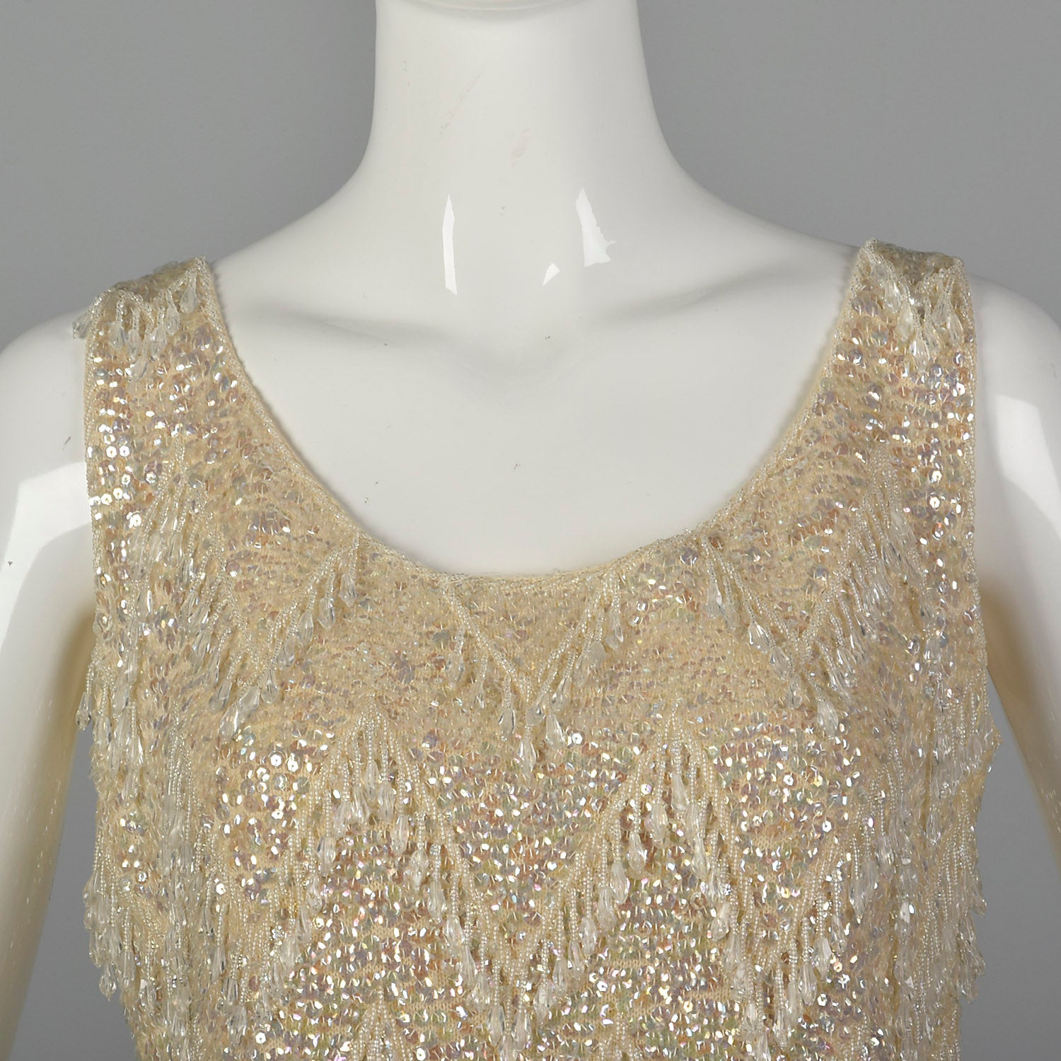 Large 1960s Sleeveless Beaded Sweater Blouse