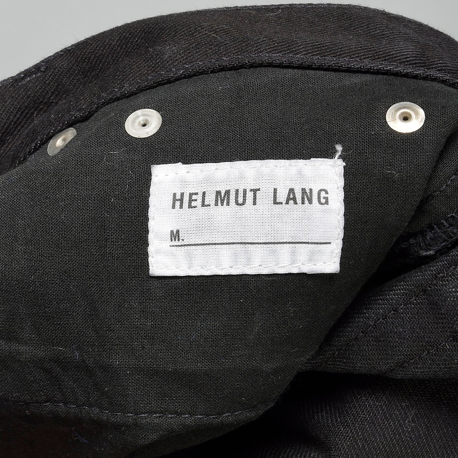 Small Helmut Lang Spring 2003 Black Jeans White Applique Designer Cotton Pants