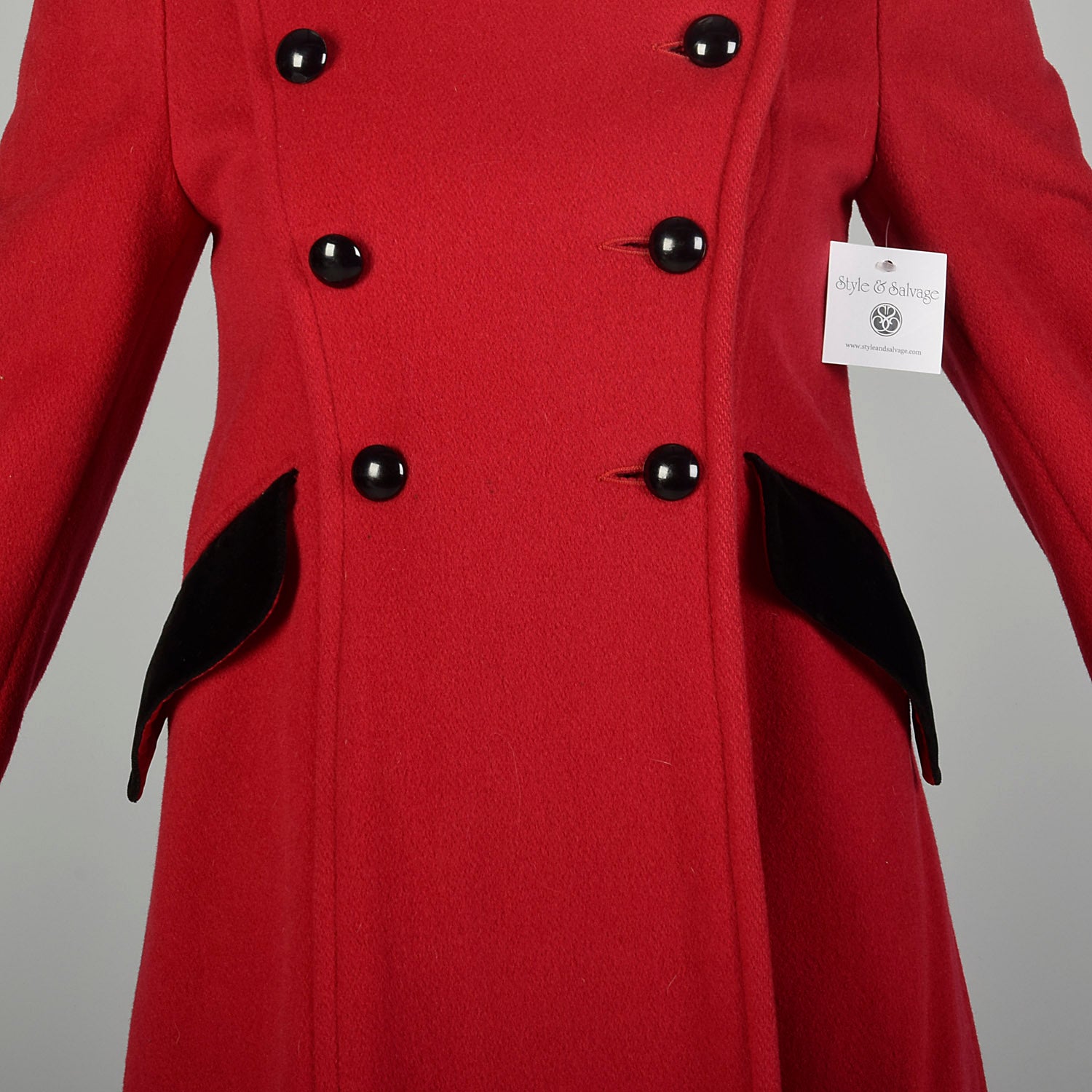 XXS 1980s Christian Dior Coat Mod Military Double Breasted Babydoll Red Winter Designer Outerwear