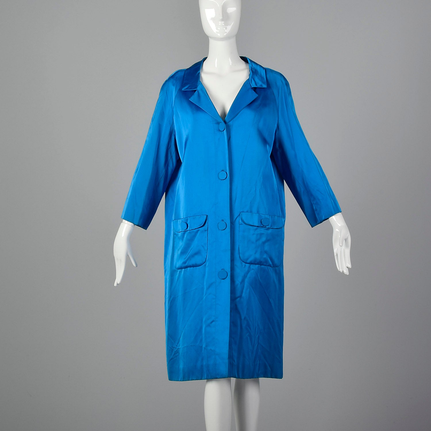 Large 1960s Blue Dress Coat Style & Salvage Large 1960s Blue Dress Coat Style & Salvage