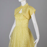 1950s Yellow Lace and Tulle Party Dress