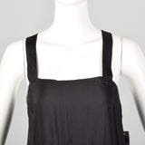 Medium 1920s Black Slip Under Dress Underpinning Sleeveless Velvet Border