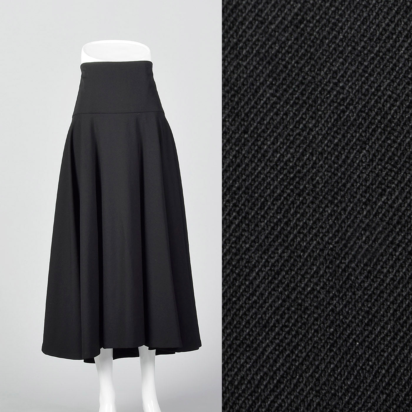 2010s Yohji Yamamoto Black Full Circle Skirt with High Waist